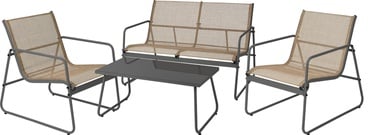 Комплект уличной мебели, антрацит/светло-коричневый, 4 места