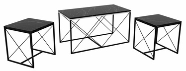 Набор журнальных столиков Kalune Design Defne, черный/мраморный, 45 - 50 см x 100 см x 52 см