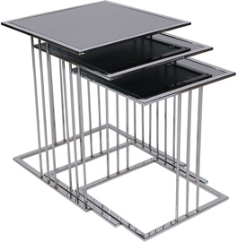 Набор журнальных столиков Kalune Design Küp 9149, серебристый/черный, 470 мм x 470 мм x 560 мм