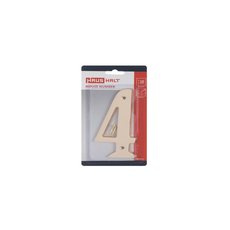 Durvju numurs Haushalt BP-4, 145 mm x 70 mm, misiņš, misiņa
