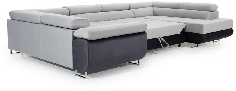 Stūra dīvāns Kronos 19, Paros 05, melna/pelēka, labais, 340 x 340 cm x 90 cm