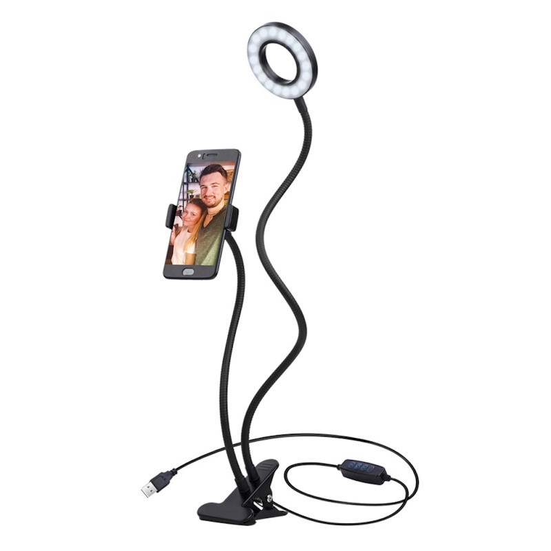 Кольцевая лампа с держателем для телефона Platinet PMRL3 LED Ring Light, черный