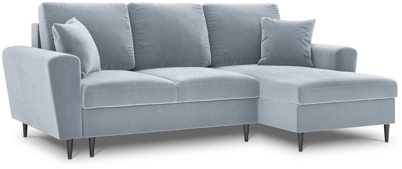 Stūra dīvāns Micadoni Home Moghan Velvet 4 Seats, gaiši zila, labais, 241 x 145 cm x 88 cm