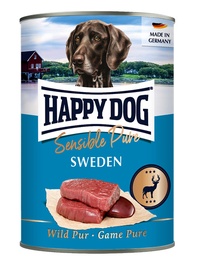 Mitrā barība (konservi) suņiem Happy Dog Sensitive Pure Sweden Game, savvaļas dzīvnieku gaļa/brieža gaļa/meža cūkas gaļa, 0.4 kg