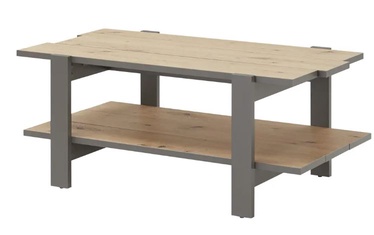 Журнальный столик Forte Leokadia, серый/дубовый, 110 см x 60 см x 45.7 см