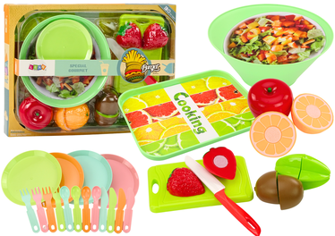 Mänguköögi tarbed, köögi mänguasjad, puuviljade lõikamise komplekt Lean Toys Special Gourmet, mitmevärviline