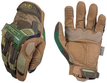 Darba cimdi pirkstaiņi Mechanix Wear M-Pact Woodland Camo MPT-77-010, tekstilmateriāls/ādas imitācija/neilons, brūna/zaļa, L, 2 gab.