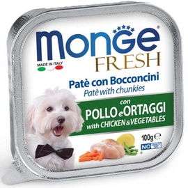 Влажный корм для собак Monge Fresh Chunkies With Chicken/Vegetable, курица/овощи, 0.1 кг