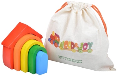 Attīstošās rotaļlietas Wood&Joy Stacking Toy Rainbow House 109TRS1114, 12 cm, daudzkrāsaina