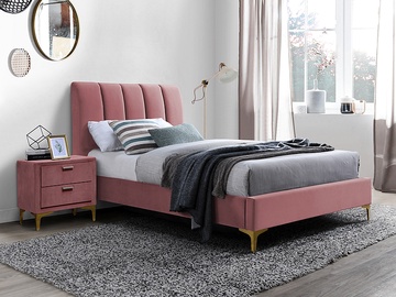 Кровать Mirage Velvet, 160 x 200 cm, розовый, с решеткой