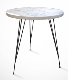 Kafijas galdiņš Kalune Design Sandalf, balta/melna/pelēka, 40 cm x 40 cm x 44 cm