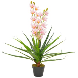 Mākslīgie ziedi puķu podā, orhideja VLX Orchid, zaļa/rozā, 90 cm