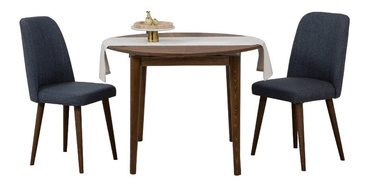 Ēdamistabas komplekts Kalune Design Vina 1048, valrieksts/tumši zila