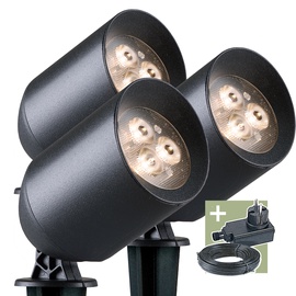 Подключаемое наружное светильник Ludeco Stig, 1.5Вт, LED, IP44, черный, 9.5 см x 10 см