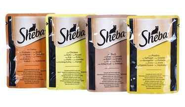 Влажный корм для кошек Sheba Fine Flakes In Jelly Poultry Selection, мясо птицы, 0.085 кг, 80 шт.