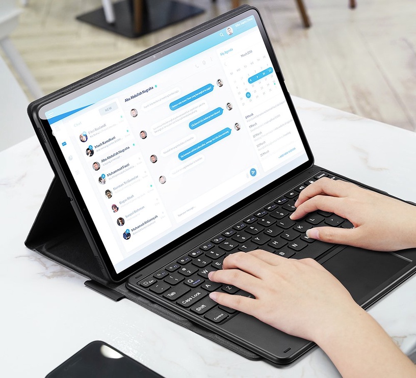 Klaviatūra Dux Ducis Touchpad Keyboard Case for Samsung Galaxy Tab S7+ EN, melna, bezvadu