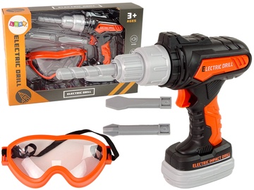 Žaislinis meistro įrankių rinkinys Lean Toys Electric Drill, juoda/oranžinė