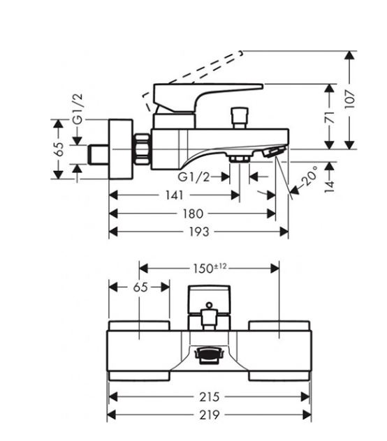 Смеситель для ванной Hansgrohe Talis E 71740140, бронзовый