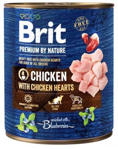 Šlapias šunų maistas Brit Premium By Nature Chicken with hearts, vištiena, 0.8 kg