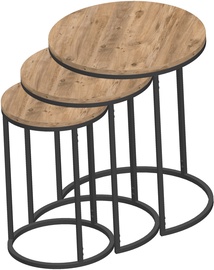 Набор журнальных столиков Kalune Design Alya, черный/дубовый, 50 см x 50 см x 58 см