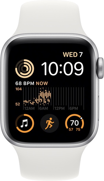 Nutikell Apple Watch SE GPS (2nd Gen) 40mm Silver Aluminium Case with White Sport Band - Regular, hõbe