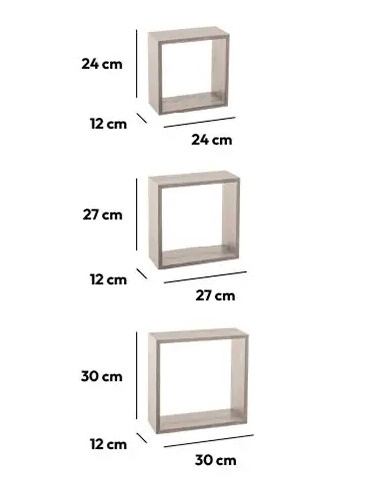 Sienas plaukts JJA Kubai, ozola, 30 cm x 12 cm x 30 cm