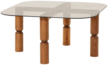 Журнальный столик Kalune Design Kei, ореховый/бронзовый, 80 см x 80 см x 40 см