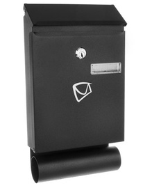 Почтовый ящик Malatec Mailbox S12326, черный, 185 мм x 60 мм x 330 мм