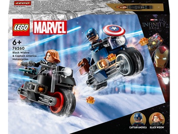 Konstruktors LEGO® Marvel Melnās atraitnes un Kapteiņa Amerikas motocikli 76260, 130 gab.