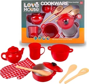 Mänguköögi tarbed, köögi mänguasjad, nõudekomplekt Small Foot Love House Cookware, punane