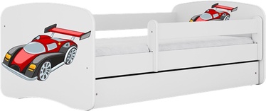 Vaikiška lova viengulė Kocot Kids Babydreams Racing Car, balta, 184 x 90 cm, su patalynės dėže