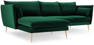Stūra dīvāns Micadoni Home Agate Velvet Left, zelta/zaļa, kreisais, 250 x 165 cm x 97 cm