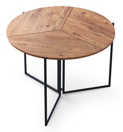 Обеденный стол Kalune Design Yaprak 1201, коричневый/черный, 1000 мм x 1000 мм x 720 мм