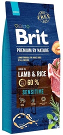 Сухой корм для собак Brit Premium By Nature Sensitive, баранина/рис, 15 кг