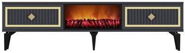 TV-laud Kalune Design Flame, kuldne/antratsiit, 150 cm x 29.6 cm x 44.6 cm