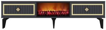 TV galds Kalune Design Flame, zelta/antracīta, 150 cm x 29.6 cm x 44.6 cm