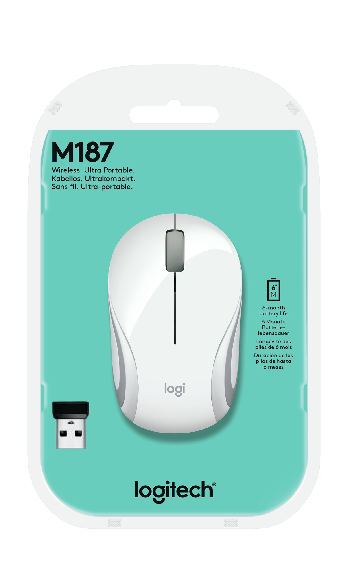 logitech m187 wireless mouse white