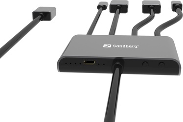 Adapter Sandberg All-In-1 Display Adapter Hub HDMI, HDMI/USB-C/DisplayPort/Mini DisplayPort, 0.3 m, hall