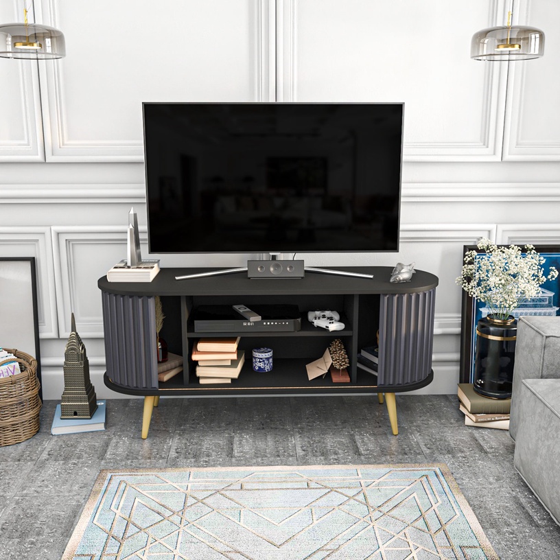 TV-laud Kalune Design Stor, antratsiit/must, 140 cm x 43 cm x 64 cm