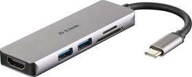 USB-разветвитель D-Link USB Type-C, USB Type A, серый