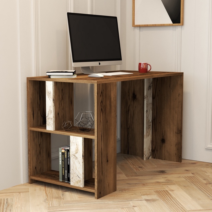 Galds Kalune Design Lima Marble, brūna/balta/bēša/gaiši brūna