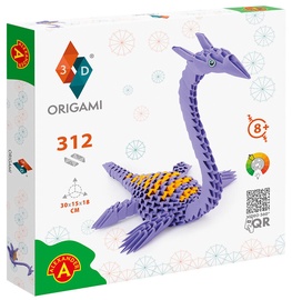 Papīra figūru izgatavošanas komplekts Alexander 3D Origami Plezjozaur 2570, oranža/violeta
