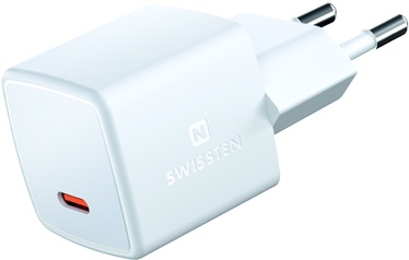 Lādētājs Swissten GaN Mini Travel Charger, USB-C, balta