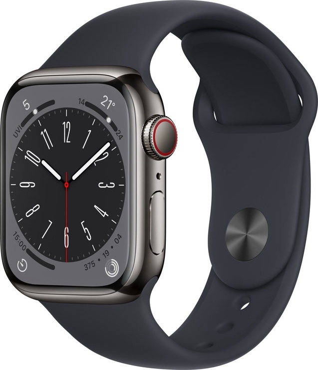 Nutikell Apple Watch Series 8 GPS + Cellular 41mm Graphite Stainless Steel Case with Midnight Sport Band - Regular, hall