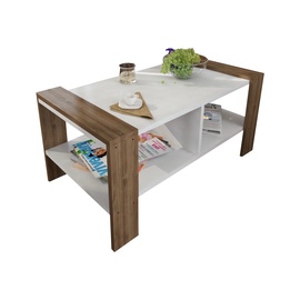 Журнальный столик Kalune Design Erica, коричневый/белый, 60 см x 90 см x 42 см