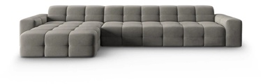 Stūra dīvāns Micadoni Home Kendal Velvet 5 Seats, tumši pelēka, kreisais, 357 x 173 cm x 79 cm