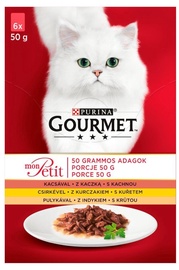 Влажный корм для кошек Purina Gourmet Mon Petit Poultry Mix, курица/индюшатина/мясо утки, 0.050 кг, 6 шт.