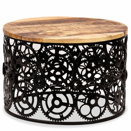 Kafijas galdiņš VLX Solid Mango Wood 245375, brūna/melna, 600 mm x 600 mm x 400 mm