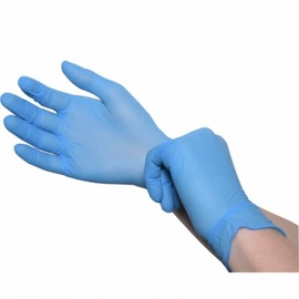 Рабочие перчатки резиновые, нитрил, синий, M, 100 шт.