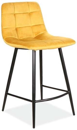 Bāra krēsls Mila H-2 MILAH2VCCU, spīdīga, dzeltena, 43 cm x 40 cm x 87 cm